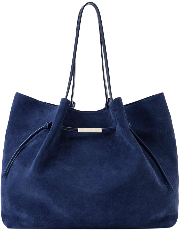 Iceberg Maxi shopper in blue suede leather with Iceberg logo metal accessory Blauw