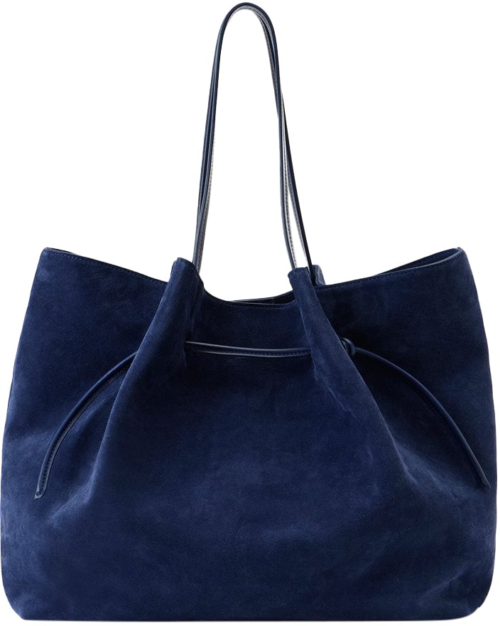 Iceberg Maxi shopper in blue suede leather with Iceberg logo metal accessory Blauw