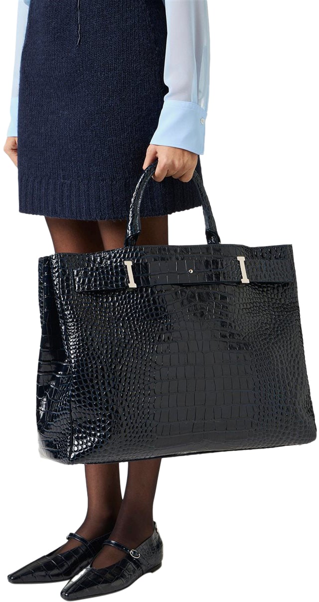 Iceberg Maxi shopper in blue calfskin Blauw