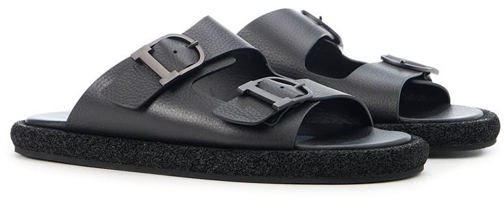 Iceberg Black slippers with double strap and buckles Zwart