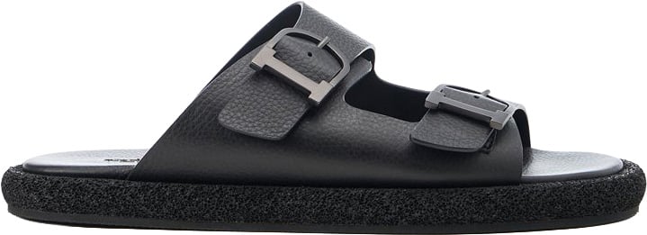 Iceberg Black slippers with double strap and buckles Zwart