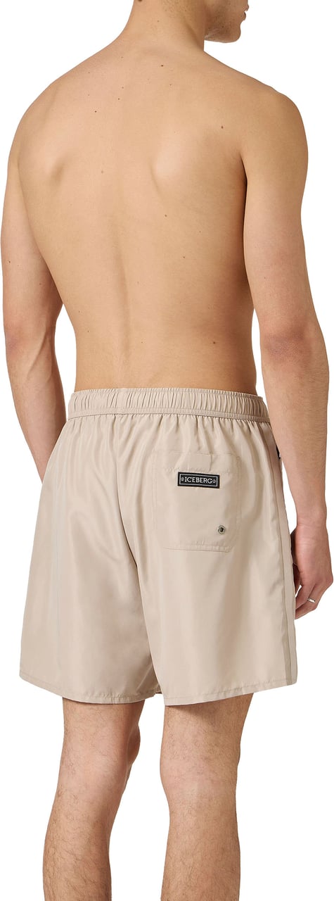 Iceberg Beige boxer swim shorts with an essential design Beige