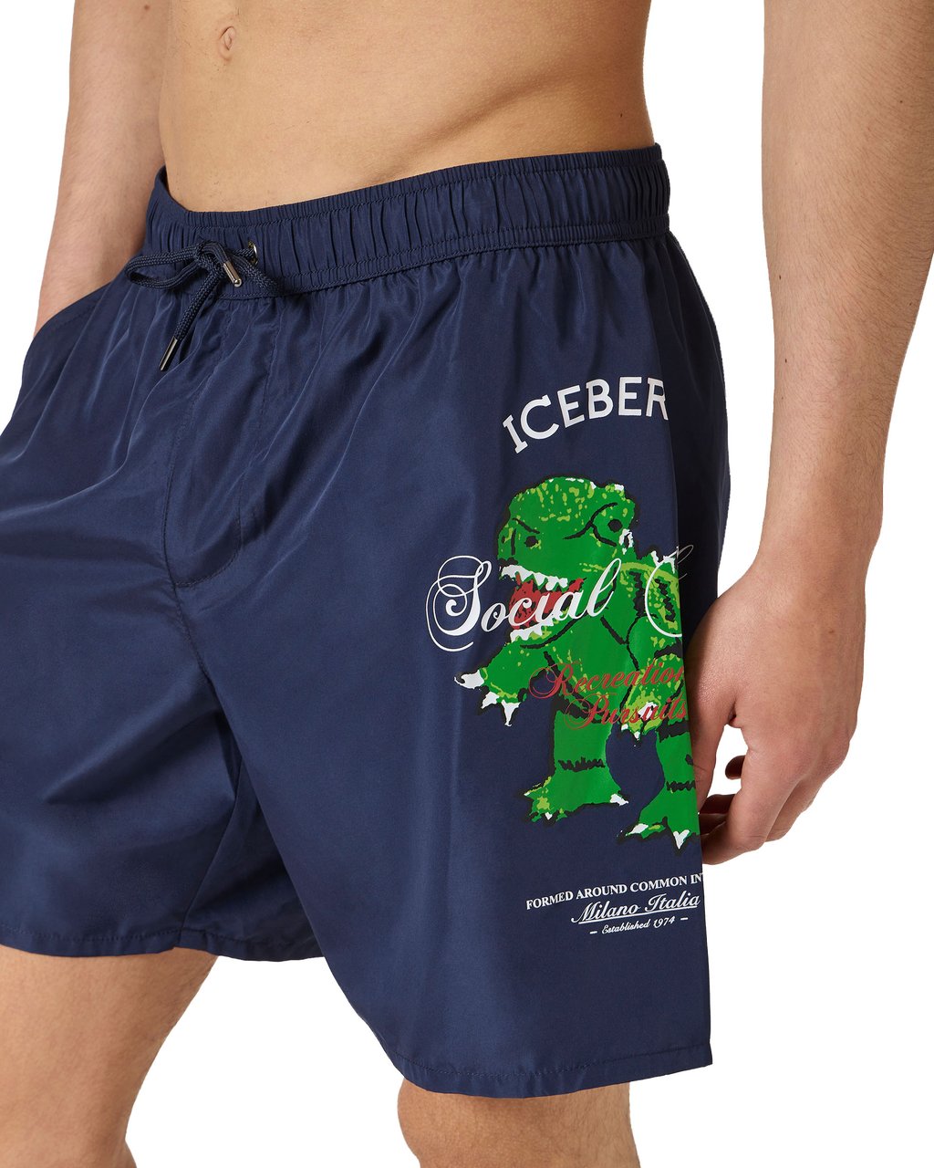 Iceberg Classic blue boxer swim shorts with graphic print Blauw