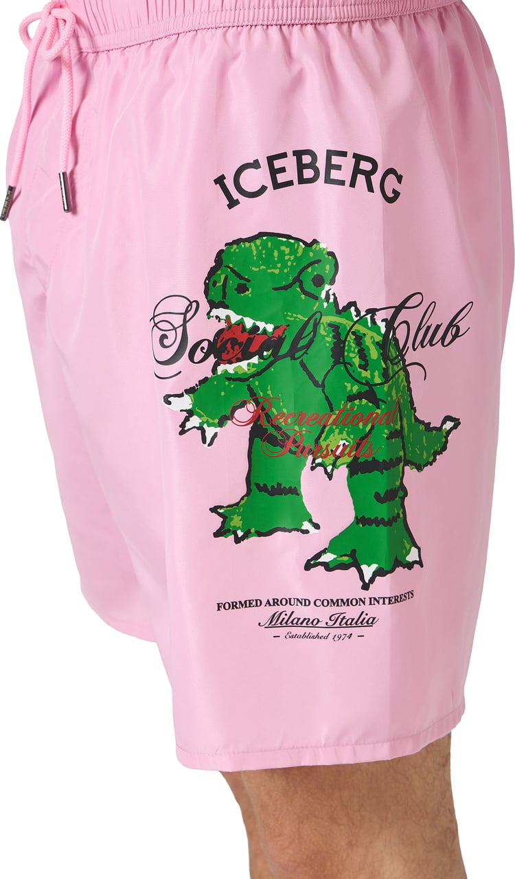 Iceberg Pink boxer swim shorts with graphic print Roze