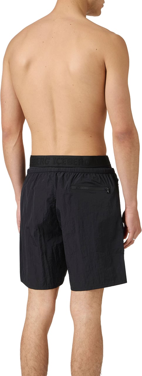 Iceberg Black boxer swim shorts with contrasting detail Zwart