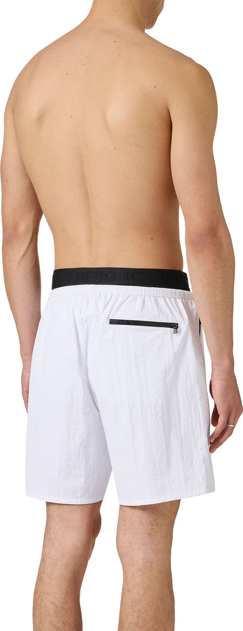 Iceberg Optic white boxer swim shorts with contrasting detail Wit