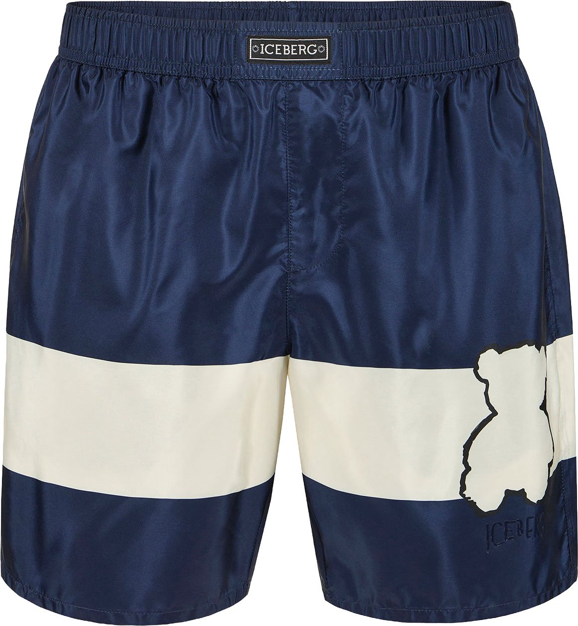 Iceberg Classic blue boxer swim shorts with contrasting stripes Blauw