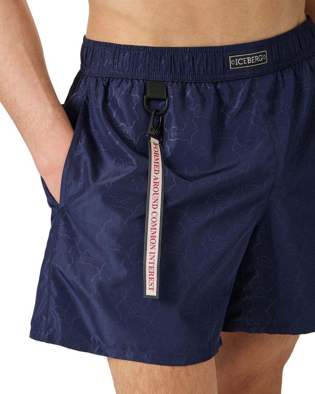 Iceberg Classic blue boxer swim shorts with zippered detail Blauw