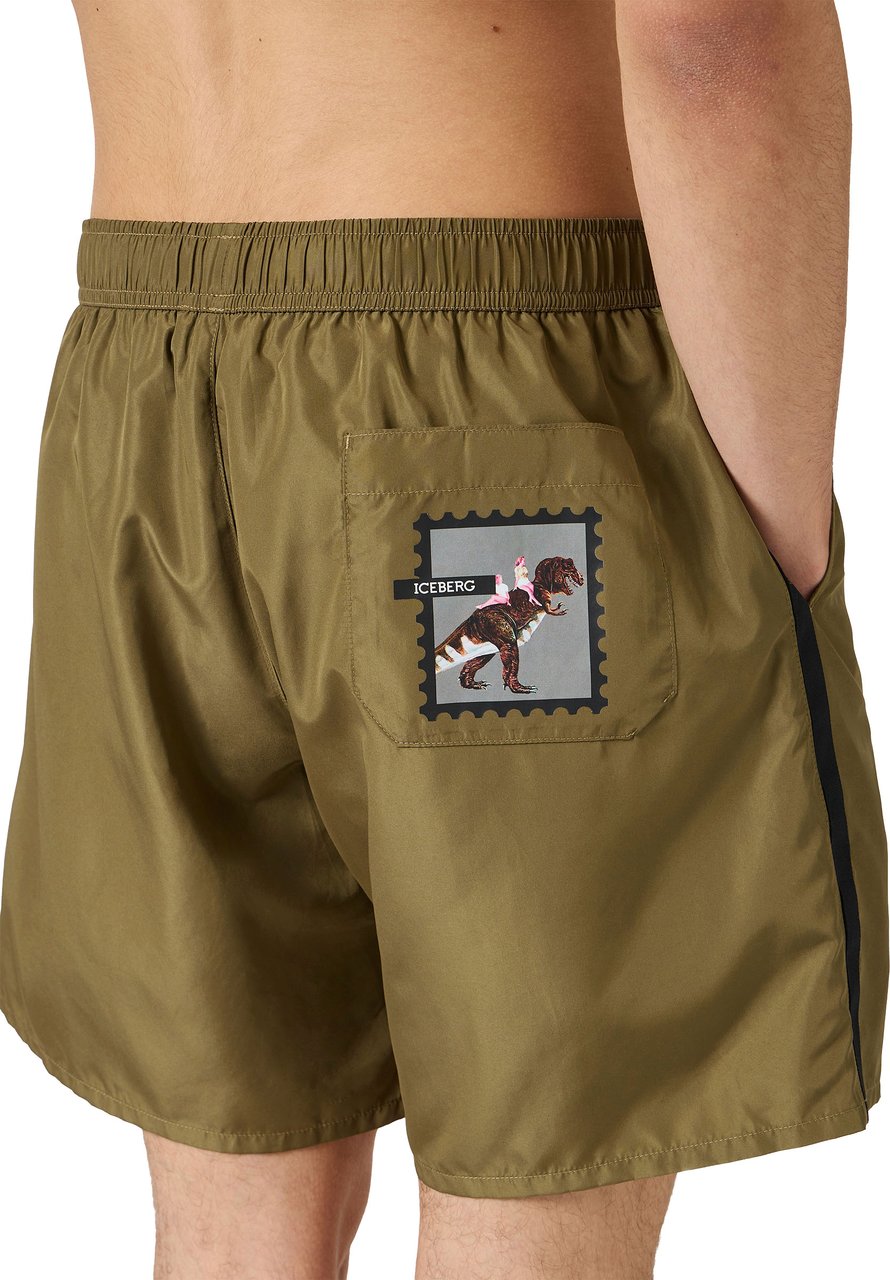Iceberg Black military boxer shorts with an essential design Groen