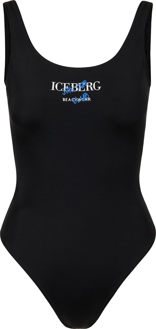 Iceberg Black one-piece swimsuit with an essential design Zwart