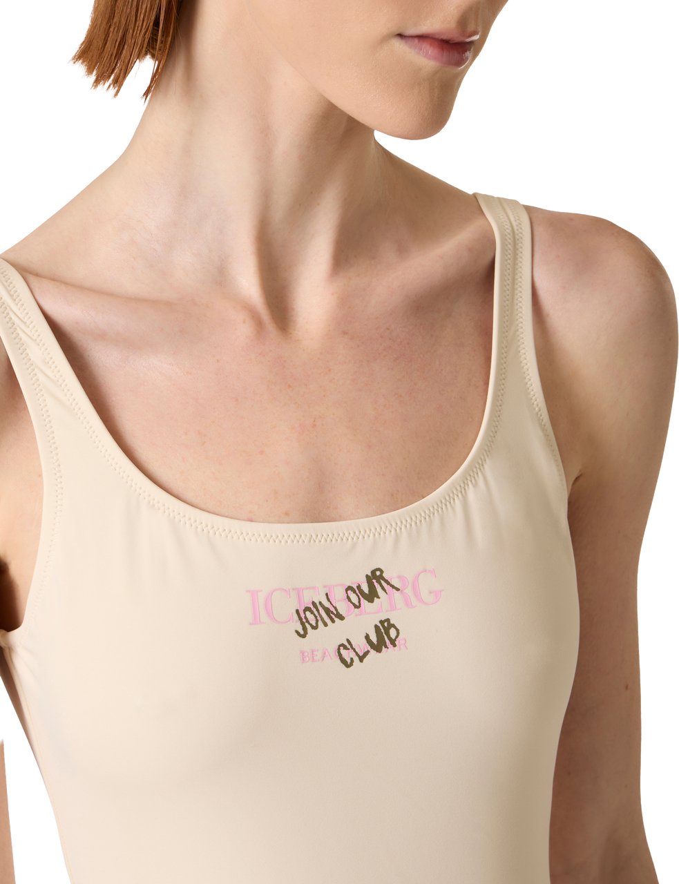 Iceberg Ecru one-piece swimsuit with an essential design Wit