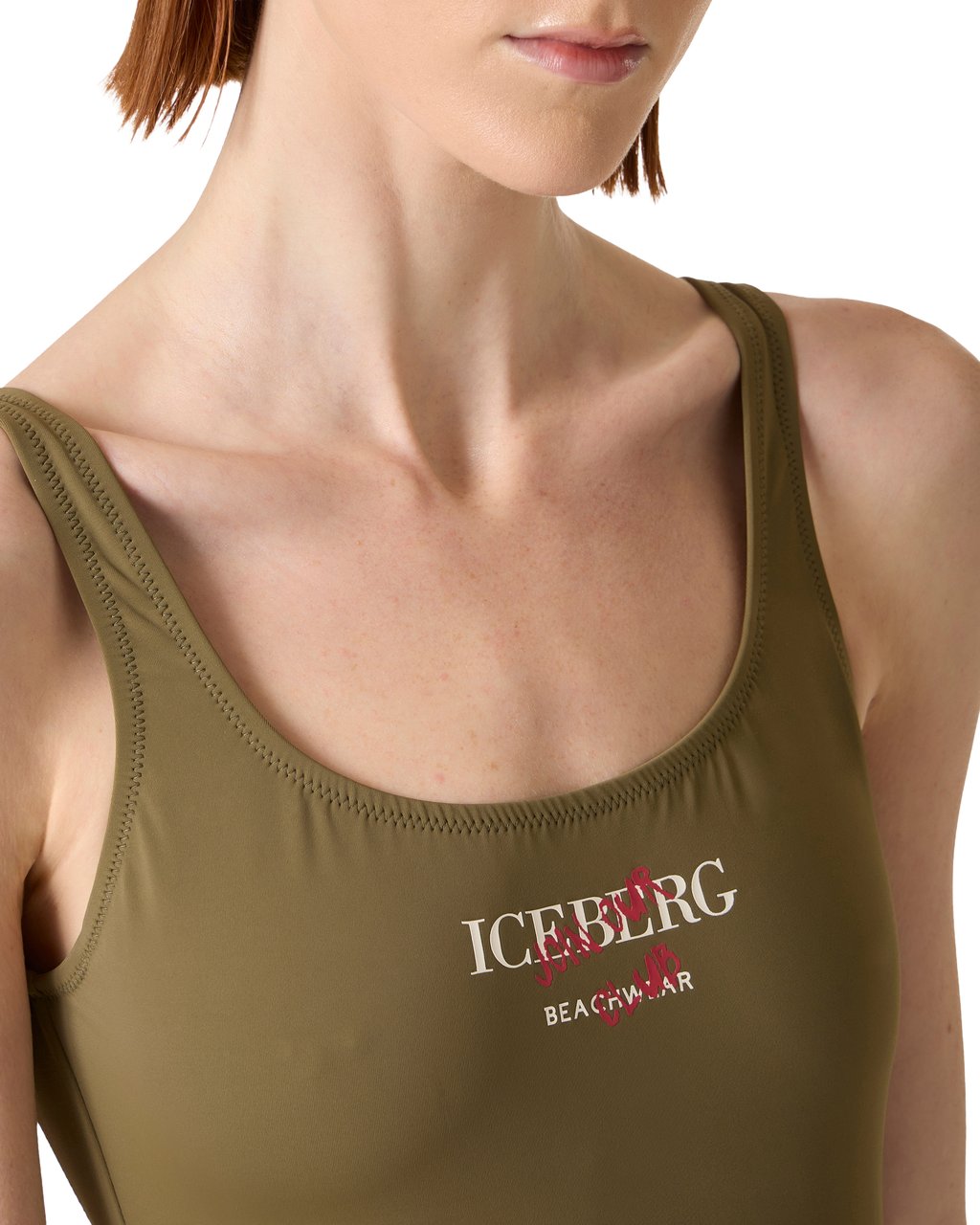 Iceberg Military one-piece swimsuit with an essential design Groen