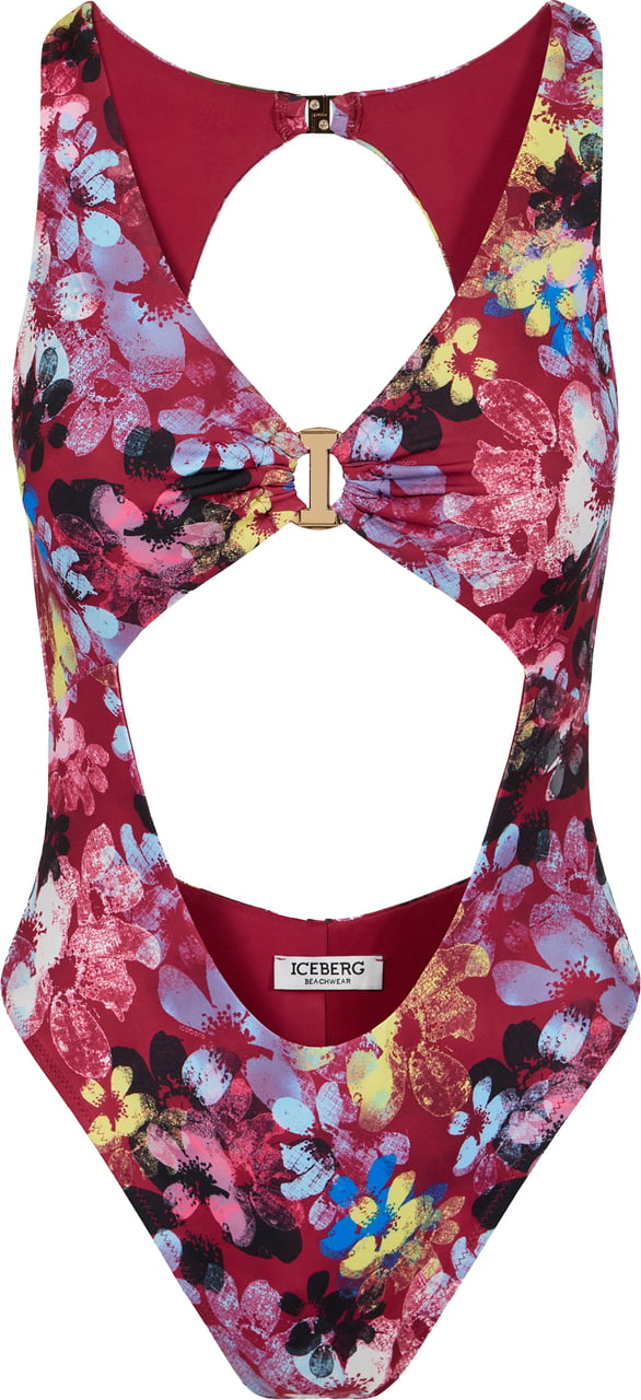 Iceberg Red one-piece swimsuit with floral print Rood