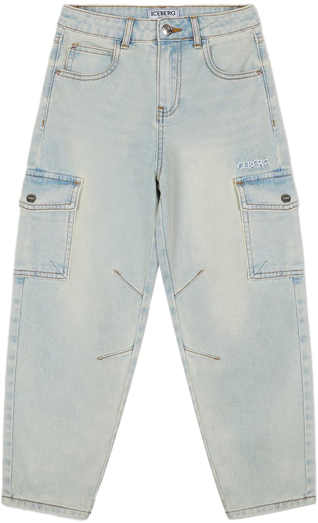 Iceberg KIDS - Light blue fabric pants for boys Blauw