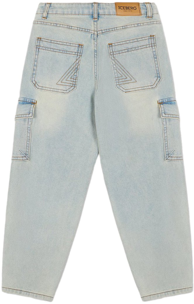 Iceberg KIDS - Light blue fabric pants for boys Blauw