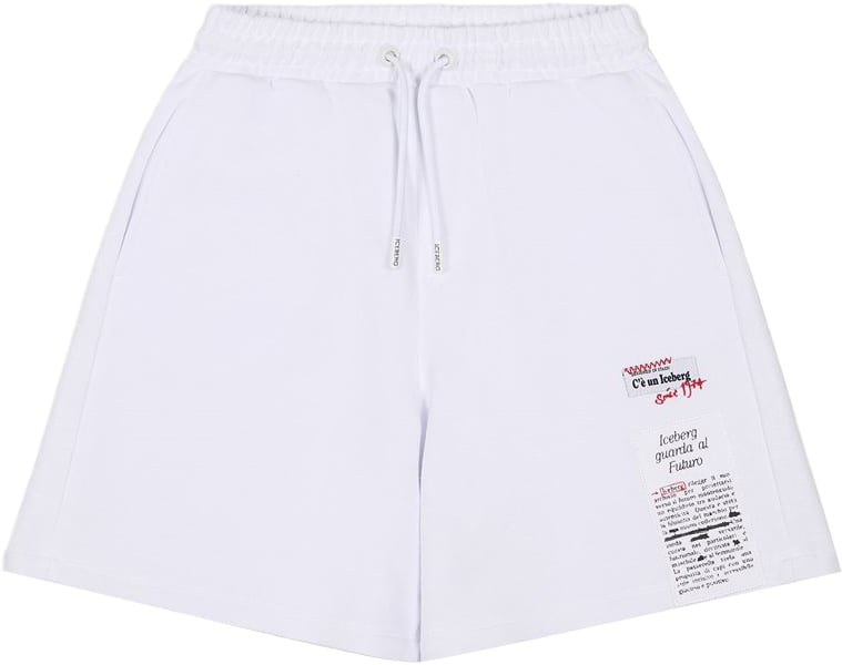 Iceberg KIDS - Optic white Bermuda shorts in fabric for boys Wit