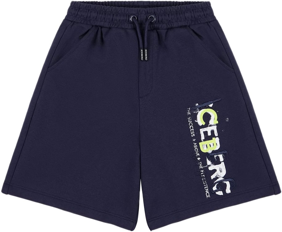 Iceberg KIDS - Blue fabric Bermuda shorts with side logo Blauw