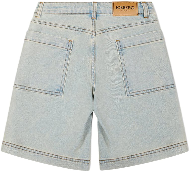 Iceberg KIDS - Light blue fabric Bermuda shorts for boys with patch pockets Blauw