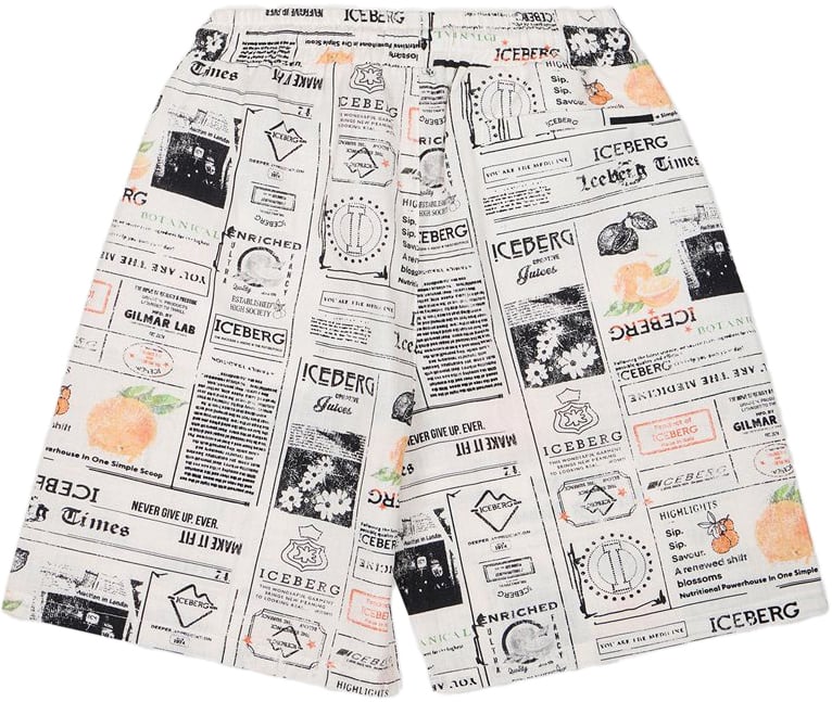 Iceberg KIDS - Cream-colored Bermuda shorts for boys with graphic print Beige