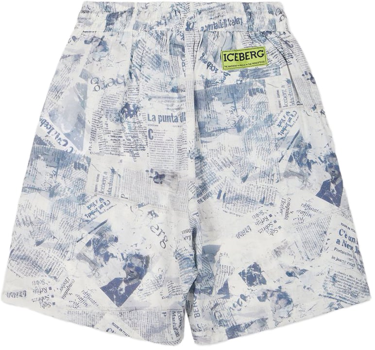 Iceberg KIDS - Optic white Bermuda shorts for boys with graphic print Wit