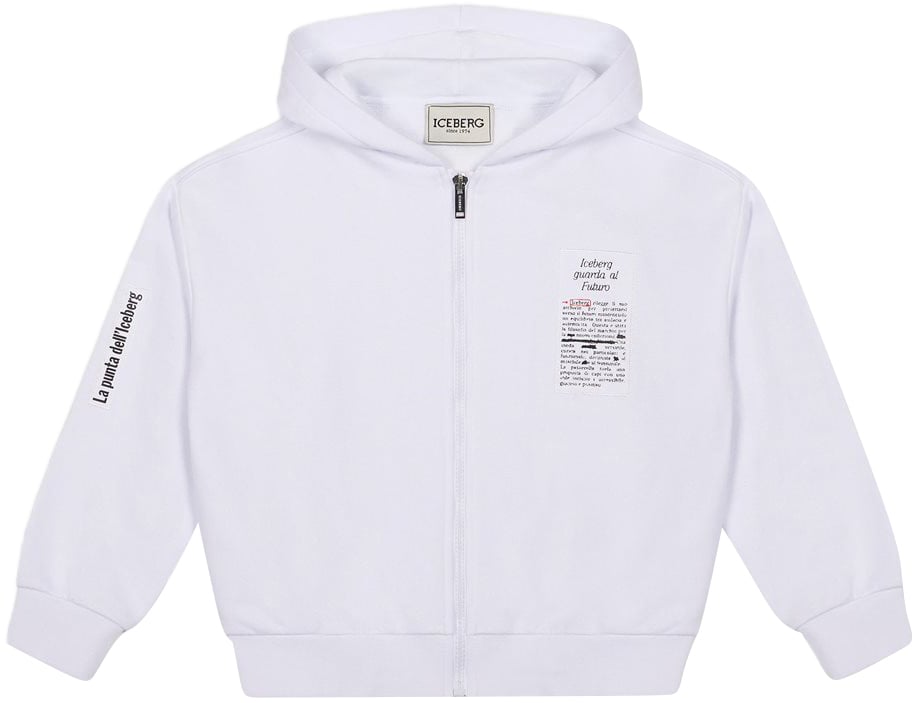 Iceberg KIDS - Optic white sweatshirt with hood for boys Wit