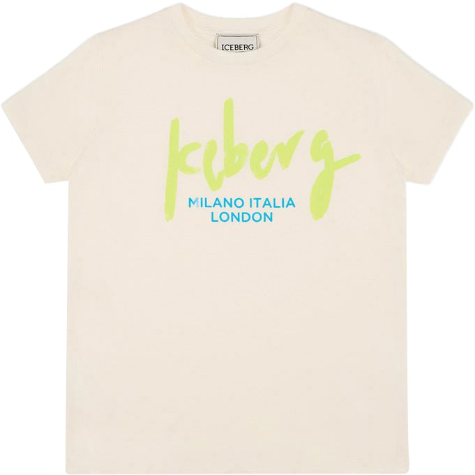 Iceberg KIDS - Light turquoise T-shirt for boys with logo Beige