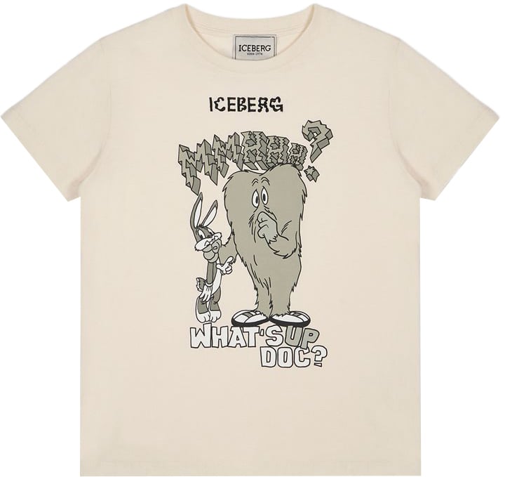 Iceberg KIDS - Cream-colored T-shirt for boys with graphic print Beige