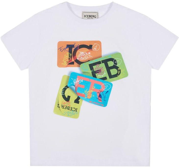 Iceberg KIDS - Optic white T-shirt for boys with graphic print Wit