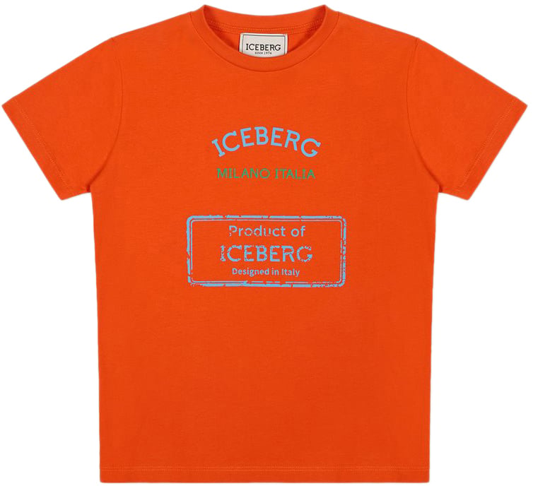 Iceberg KIDS - Bright orange T-shirt for boys with print Oranje