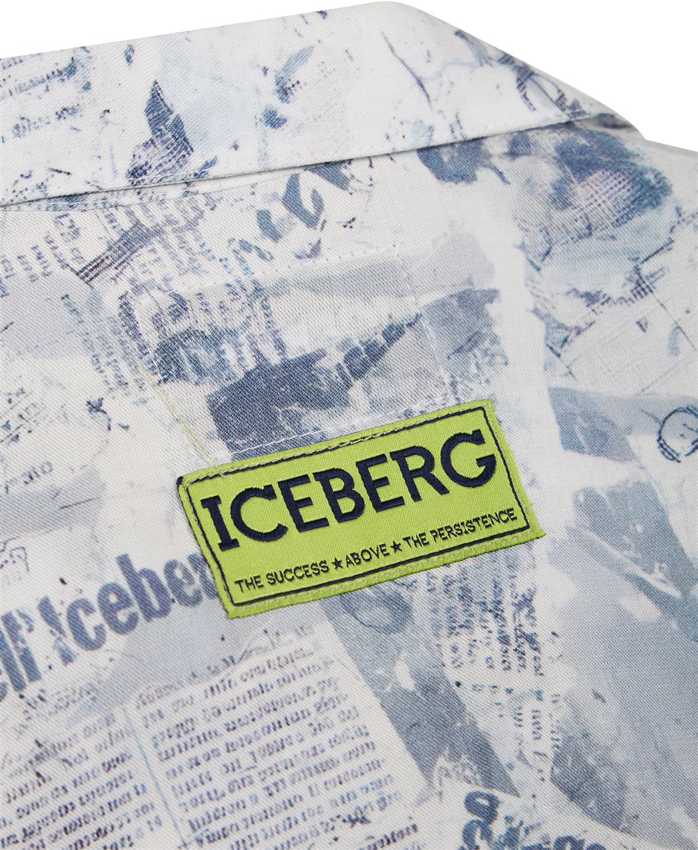 Iceberg KIDS - Optic white fabric patterned shirt for boys Wit