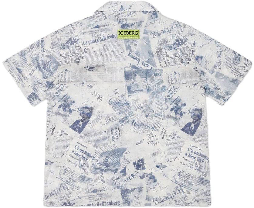 Iceberg KIDS - Optic white fabric patterned shirt for boys Wit