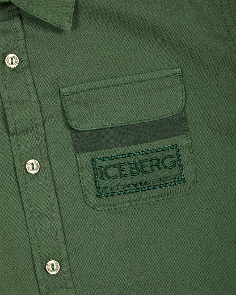 Iceberg KIDS - Military green-colored fabric shirt for boys with pocket Groen