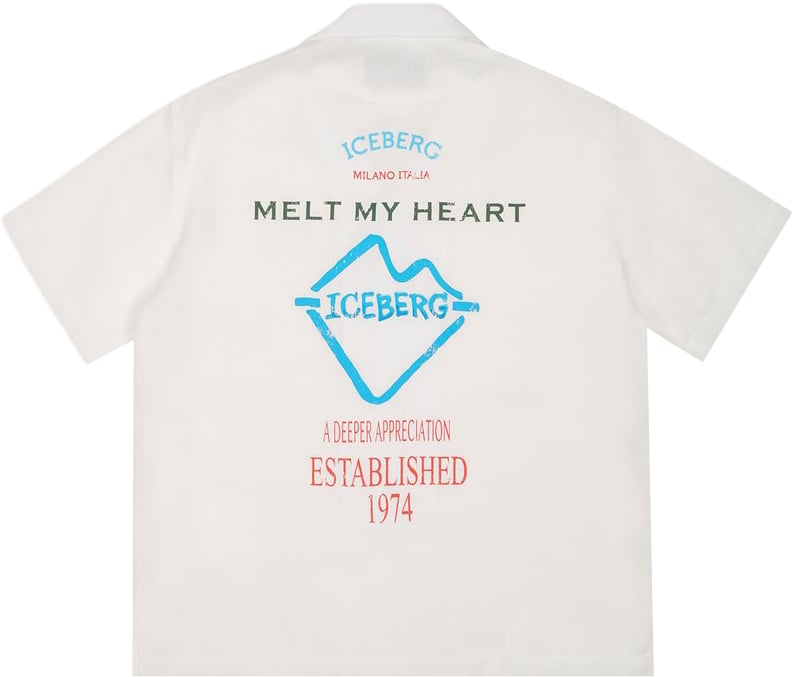 Iceberg KIDS - Optic white fabric shirt for boys with print Wit