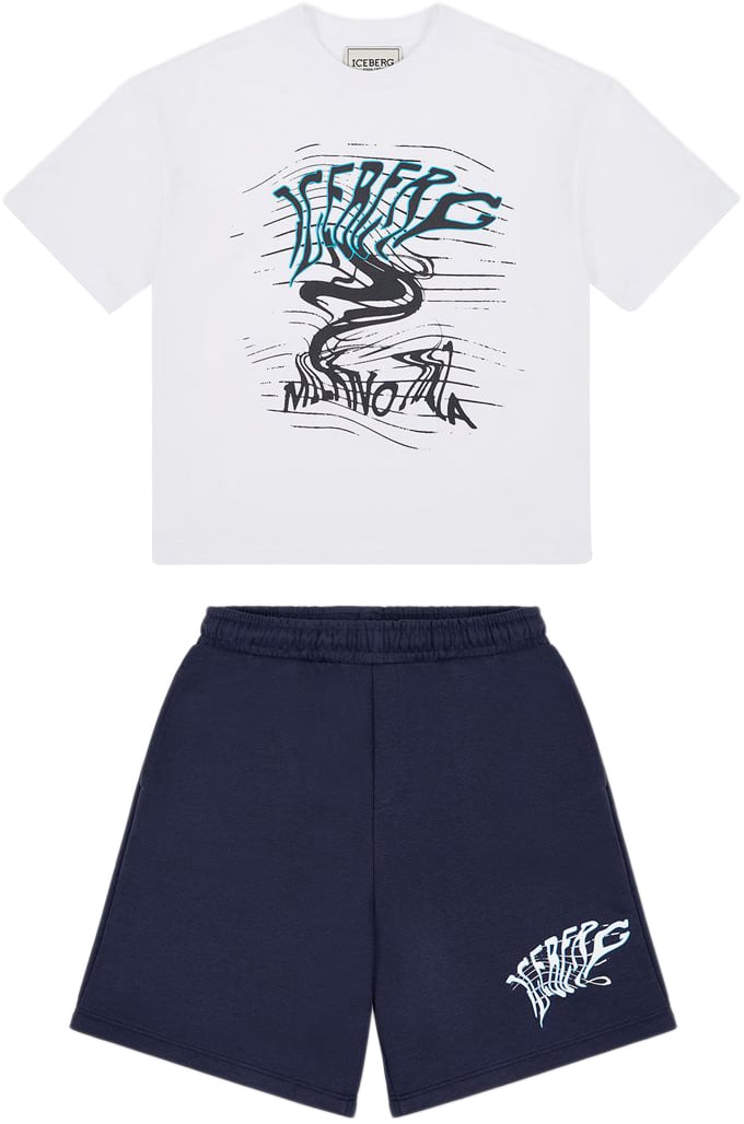 Iceberg KIDS - Classic blue sweatshirt and Bermuda shorts outfit Blauw