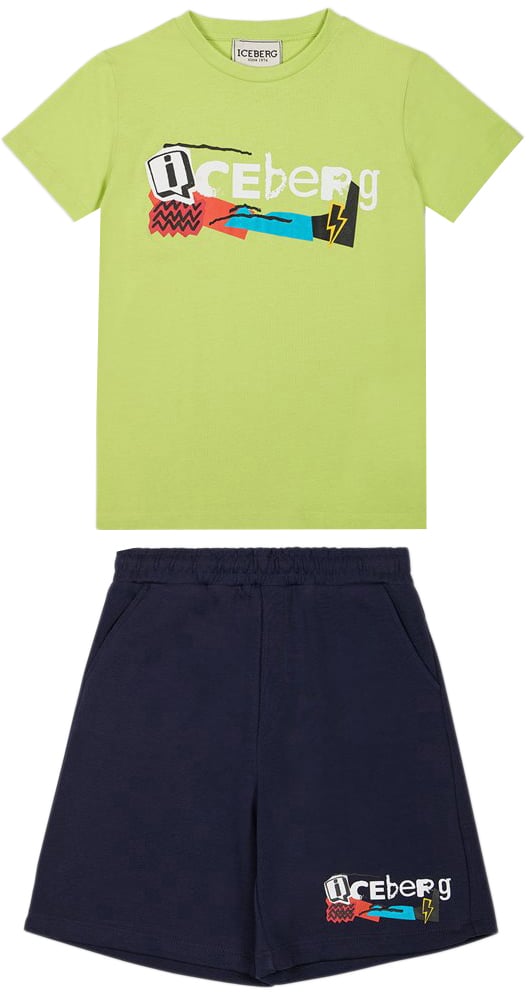Iceberg KIDS - Apple green outfit for boys with print Groen