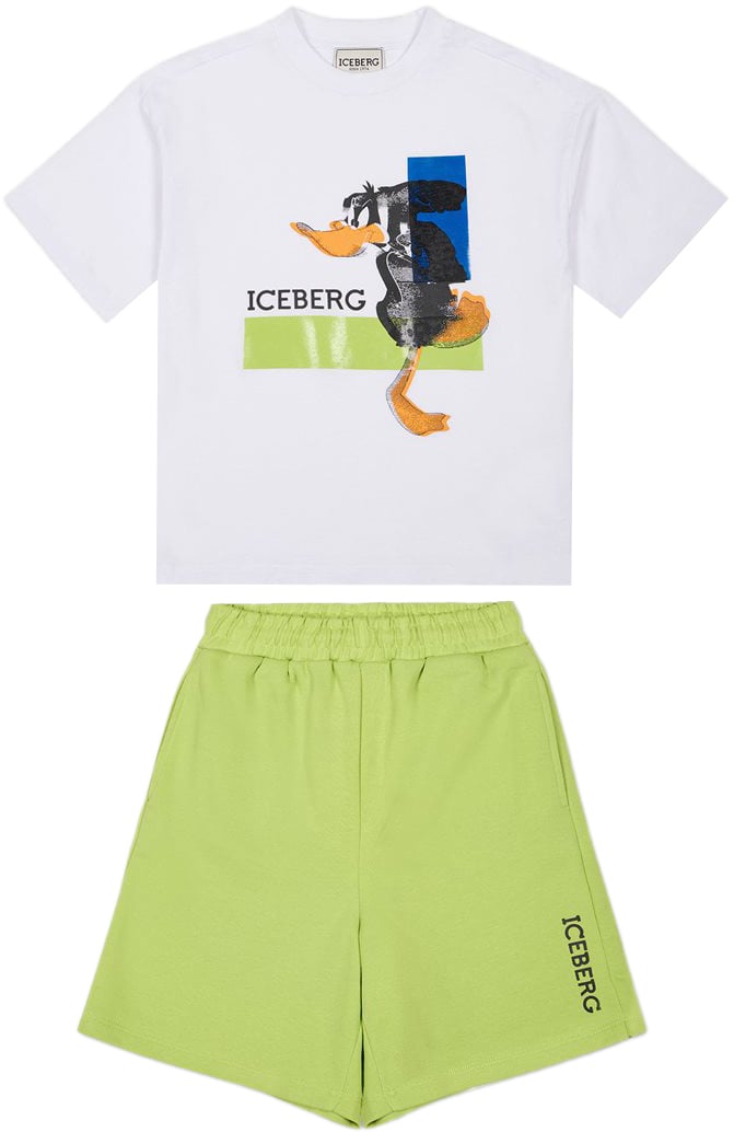 Iceberg KIDS - Optic white coordinated outfit for boys with graphic print Wit