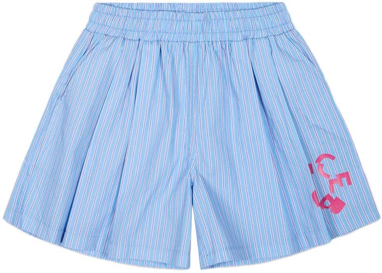 Iceberg KIDS - Light blue fabric shorts for girls with print Blauw