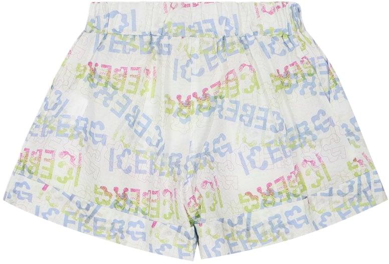 Iceberg KIDS - Optic white shorts in patterned fabric for girls Wit