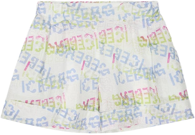 Iceberg KIDS - Optic white shorts in patterned fabric for girls Wit