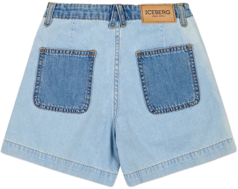 Iceberg KIDS - Indigo fabric shorts for girls Blauw