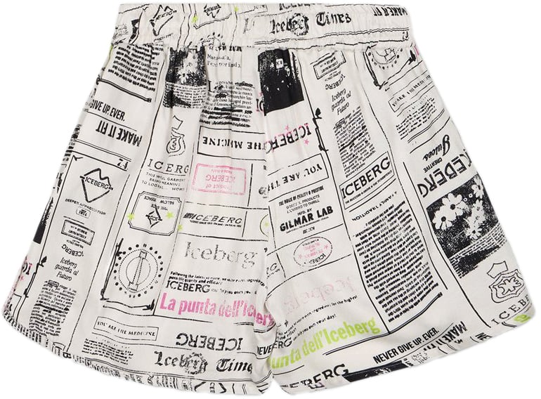 Iceberg KIDS - Gray/ecru shorts in patterned fabric for girls Grijs