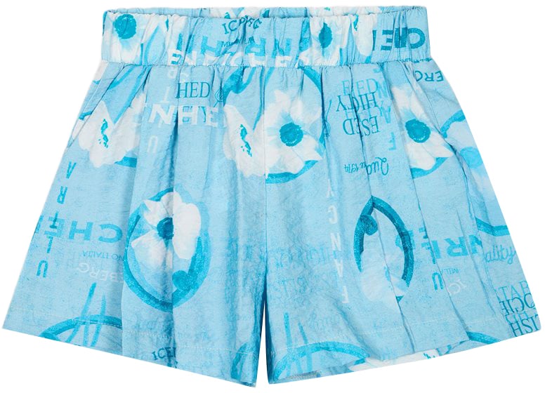 Iceberg KIDS - Light turquoise shorts in patterned fabric for girls Blauw