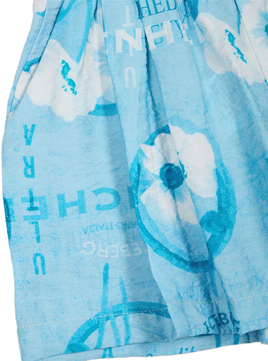 Iceberg KIDS - Light turquoise shorts in patterned fabric for girls Blauw