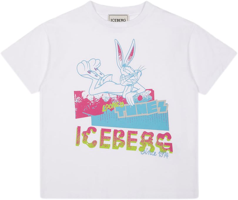 Iceberg KIDS - Optic white jersey T-shirt for girls with graphic print Wit