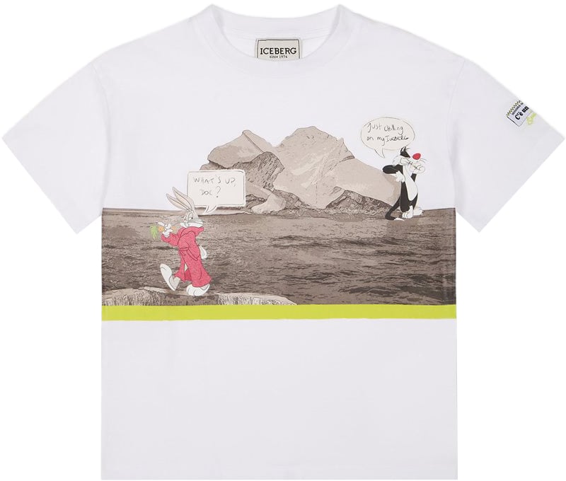 Iceberg KIDS - Optic white jersey T-shirt for girls with print Wit