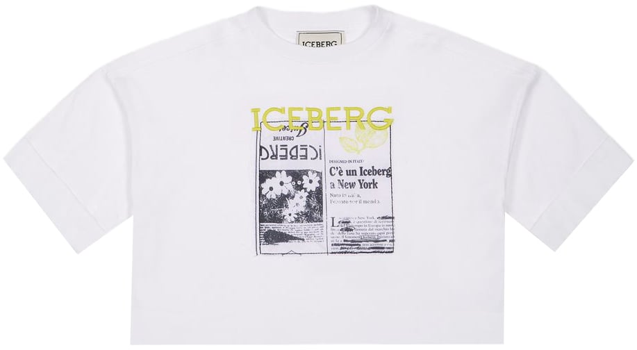 Iceberg KIDS - Optic white jersey T-shirt for girls with graphic print Wit