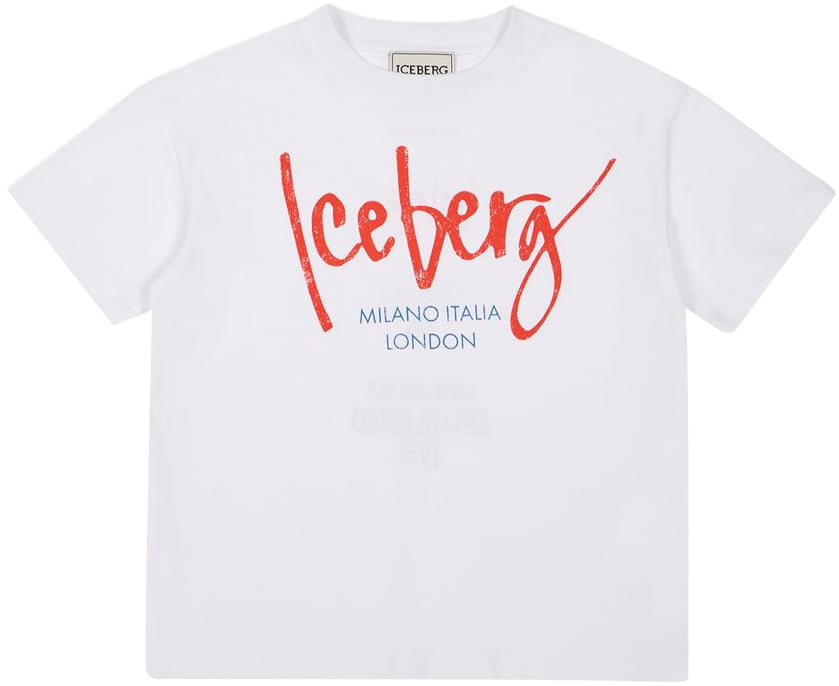 Iceberg KIDS - Optic white jersey T-shirt for girls with logo Wit