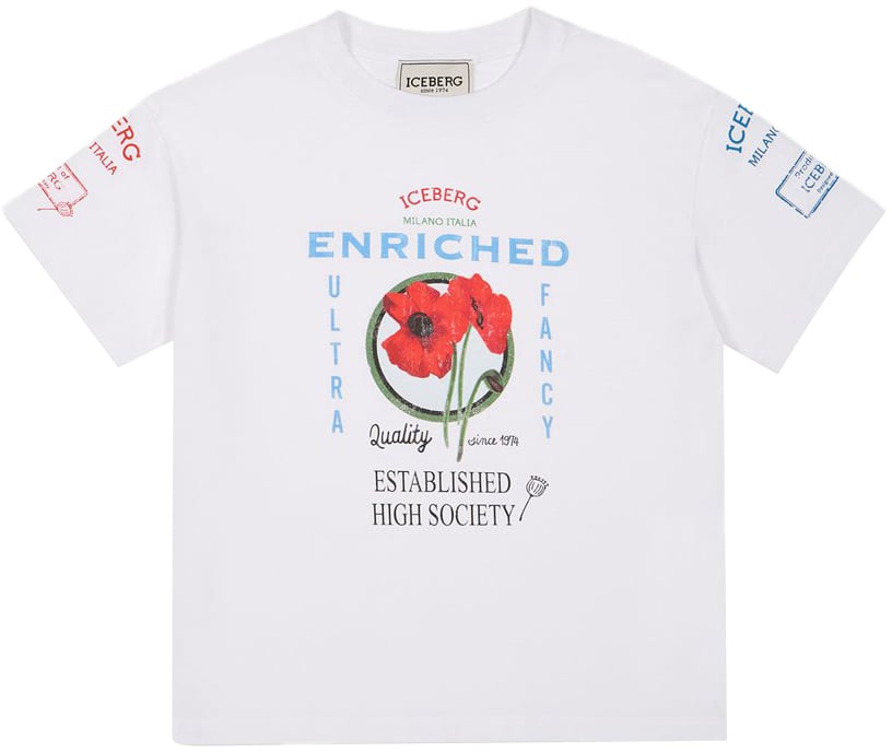 Iceberg KIDS - Optic white jersey T-shirt for girls with print Wit