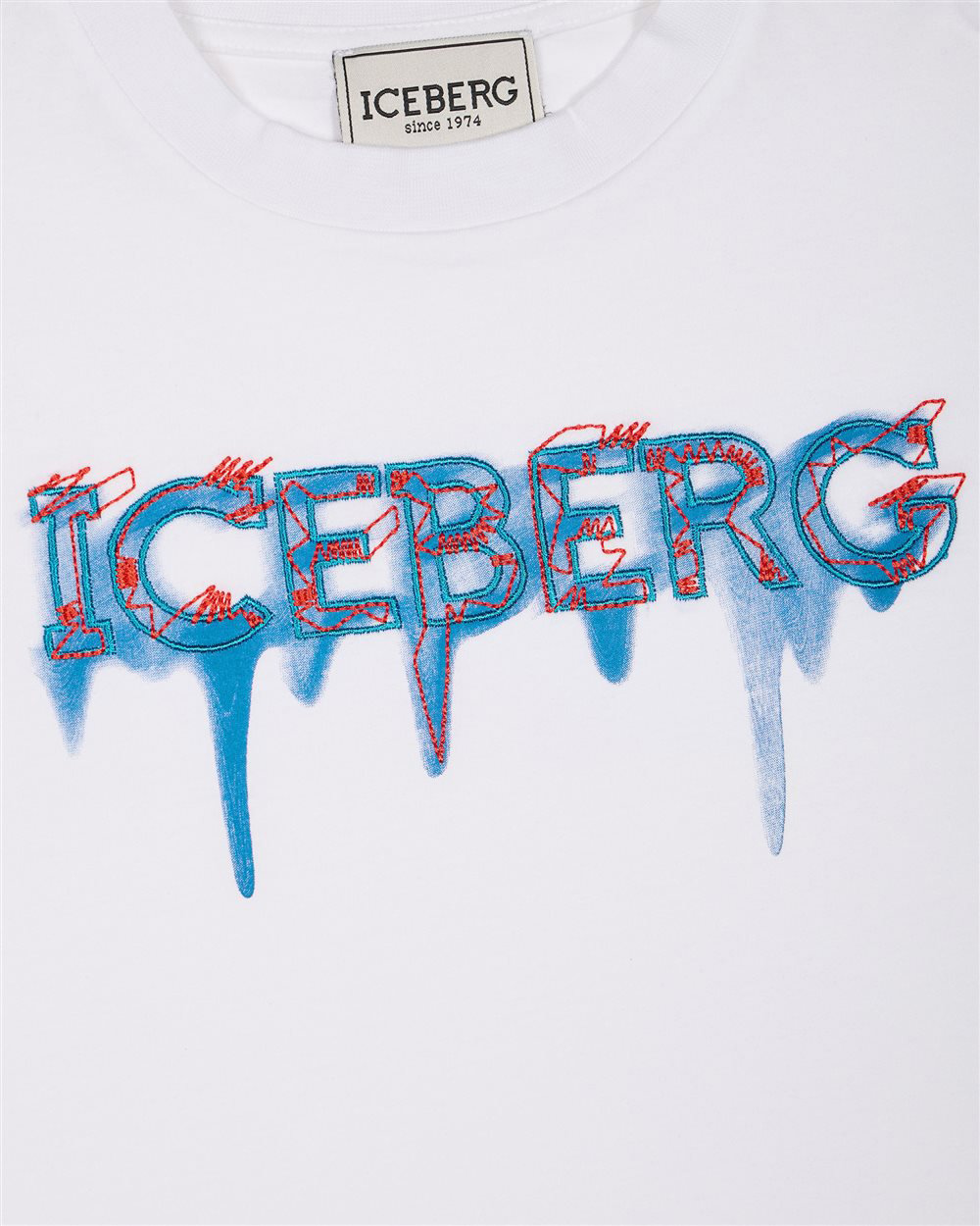 Iceberg KIDS - Optic white jersey T-shirt for girls with Iceberg logo Wit