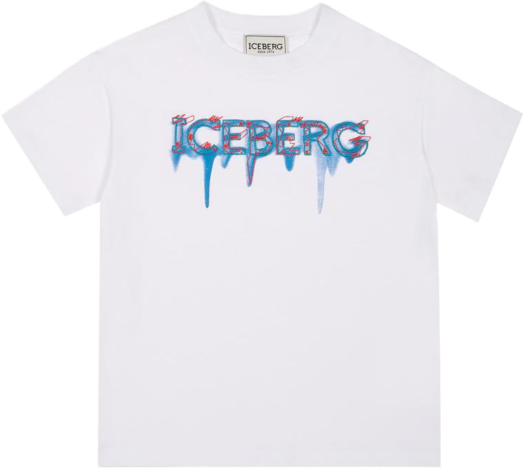 Iceberg KIDS - Optic white jersey T-shirt for girls with Iceberg logo Wit